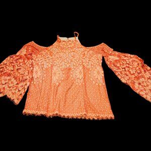 K Jordan Orange Crochet Cold Shoulder Blouse – Size XL – Bell Sleeve  Descriptio